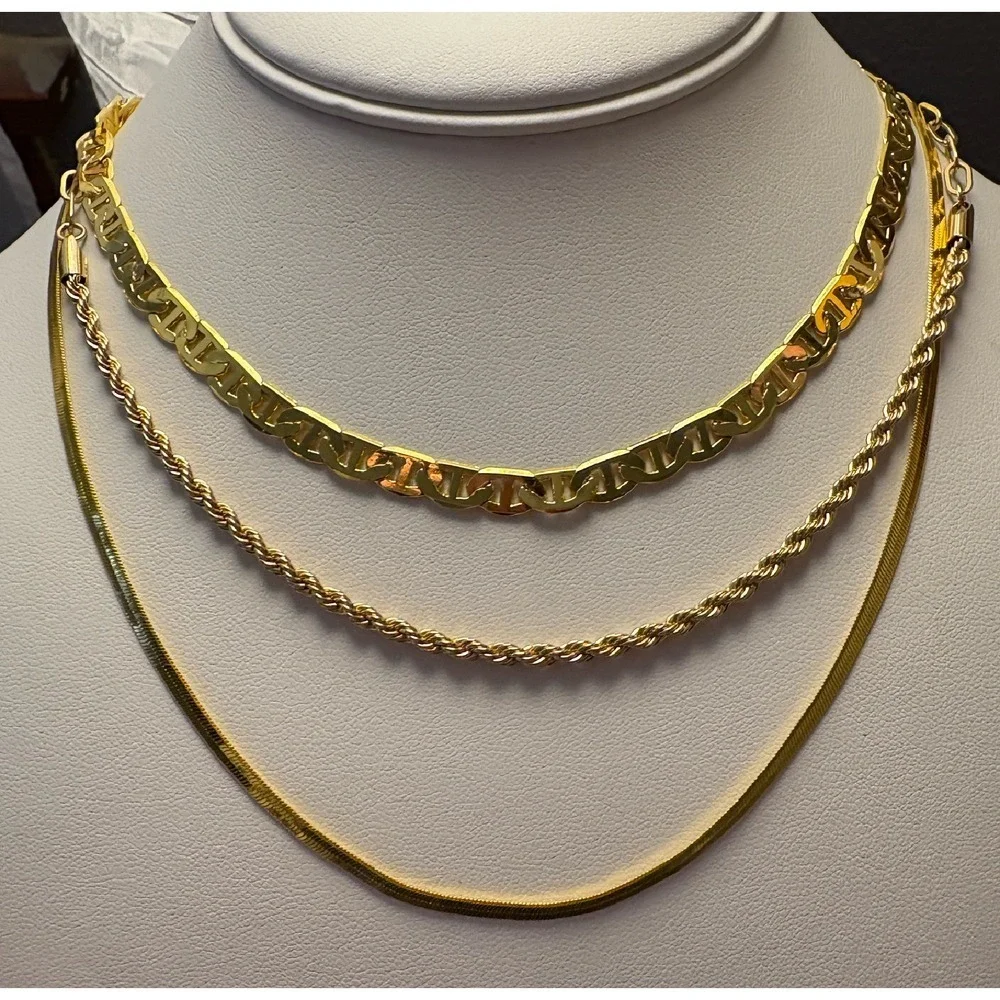 NEW 14k Gold Rhodium S925 Chain Necklace Rope & Paperclip Style Jewelry‎